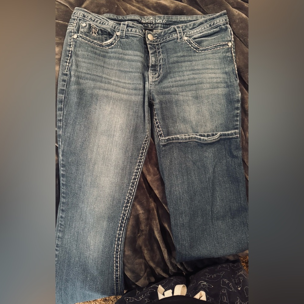 Paisley Sky Women's Straight Leg Jeans in Blue